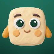 The taluvu app icon, a small clay character with a calm face